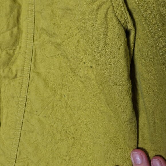 Chicos Size 1 S Yellow Textured Button-Up Jacket Cotton Lightweight Casual Fit - Picture 5 of 9